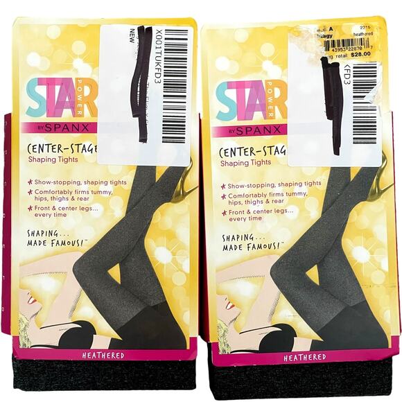 Star Power Spanx Lot of 2 Center Stage Shaping Tights 2215 Heathered Grey Size A - Picture 1 of 7